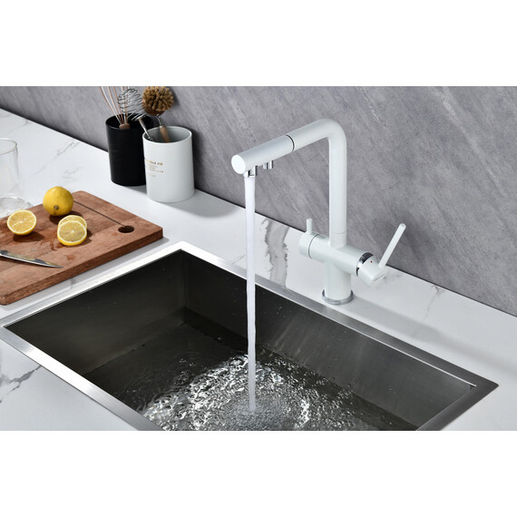 Смеситель для кухни Paulmark Serpentine Se213222-WH, белый матовый фото 13