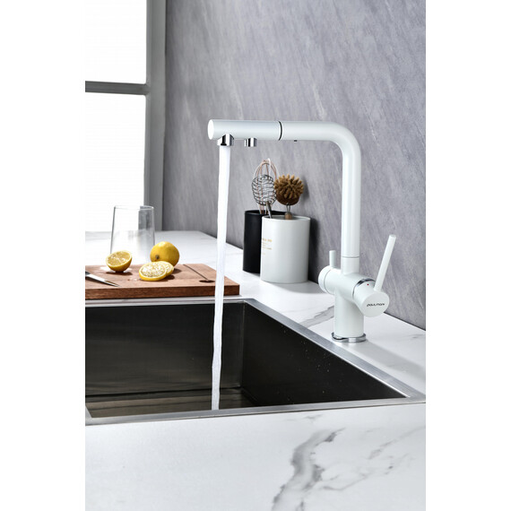 Смеситель для кухни Paulmark Serpentine Se213222-WH, белый матовый фото 19