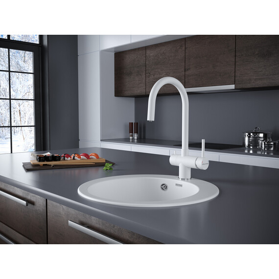 Смеситель для кухни Paulmark Heller He213218-WH, белый матовый фото 3