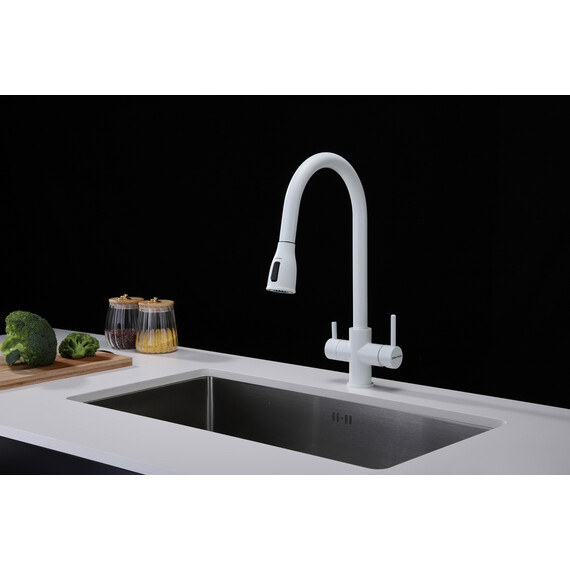 Смеситель для кухни Paulmark Lange La214212-WH, белый матовый фото 3