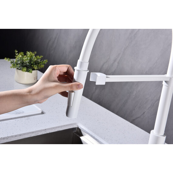 Смеситель для кухни Paulmark Halt Ha214021-WH, белый матовый фото 9