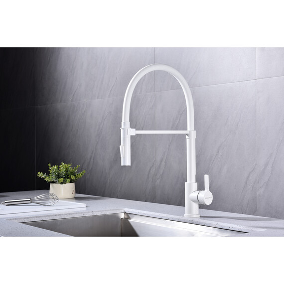 Смеситель для кухни Paulmark Halt Ha214021-WH, белый матовый фото 3