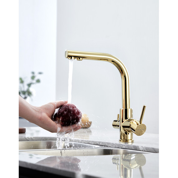 Смеситель для кухни Paulmark Essen Es213011-G, золото фото 11