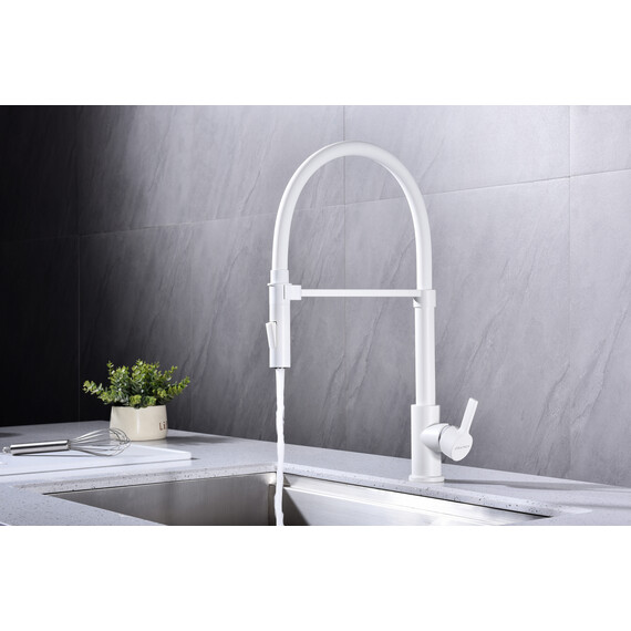 Смеситель для кухни Paulmark Halt Ha214021-WH, белый матовый фото 4