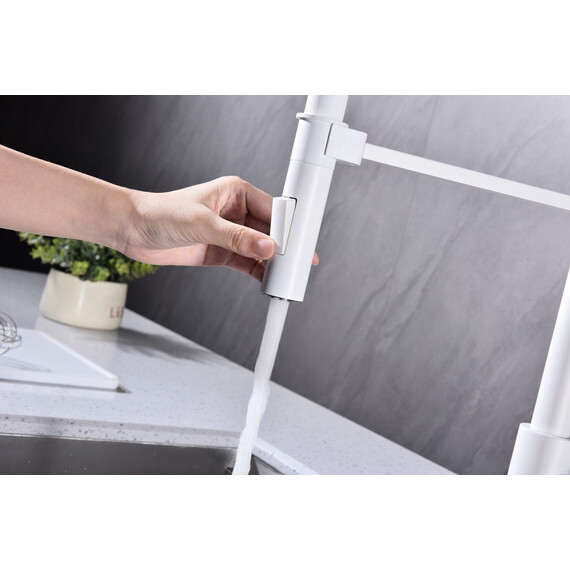 Смеситель для кухни Paulmark Halt Ha214021-WH, белый матовый фото 7