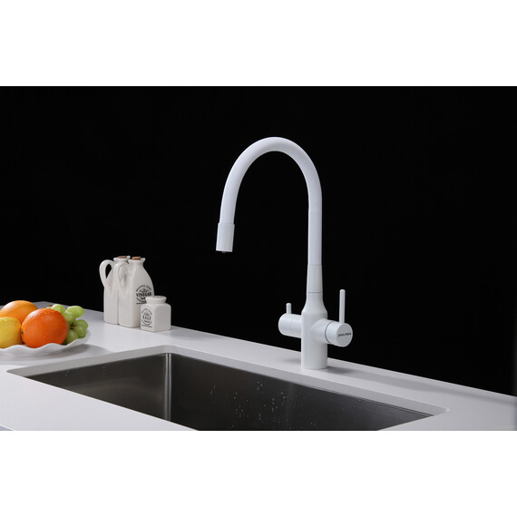 Смеситель для кухни Paulmark Salix Sa213419-WH, белый матовый фото 3