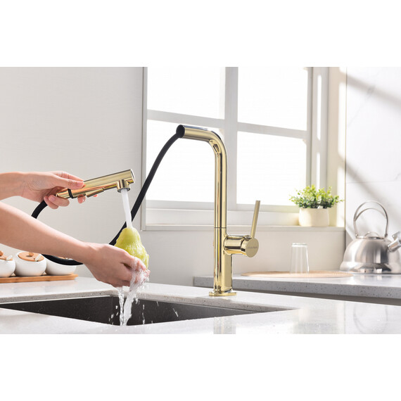 Смеситель для кухни Paulmark Neo Ne214419-G, золото фото 6