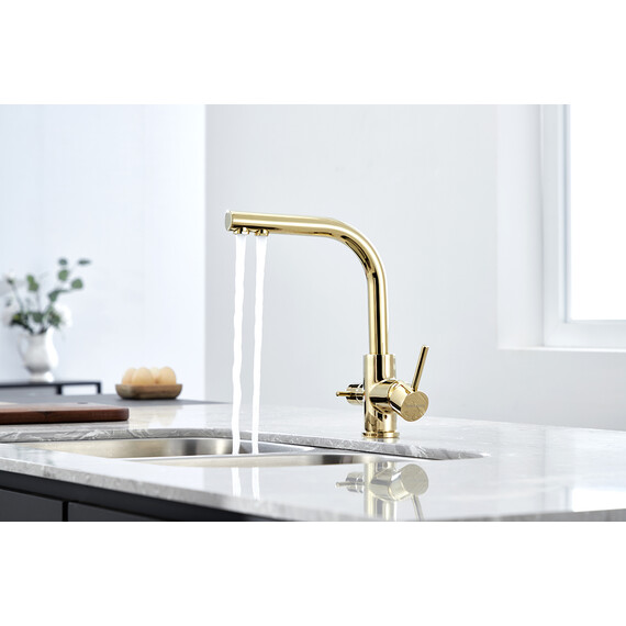 Смеситель для кухни Paulmark Essen Es213011-G, золото фото 6