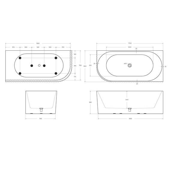 Ванна акриловая BelBagno UNO 170x80 см BB714-1700-800-R фото 7
