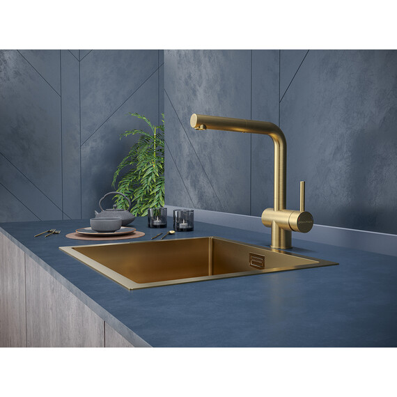 Смеситель для кухни Paulmark Dosse Do214418-BG, брашированное золото фото 3