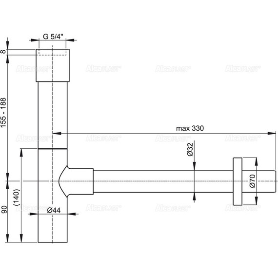 Сифон для умывальника AlcaPlast A402 DESIGN DN32 фото 2
