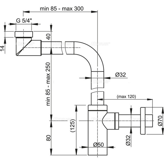 Сифон для умывальника AlcaPlast A403 DESIGN DN32 - 2 Сифон для умывальника AlcaPlast A403 DESIGN DN32 фото 2