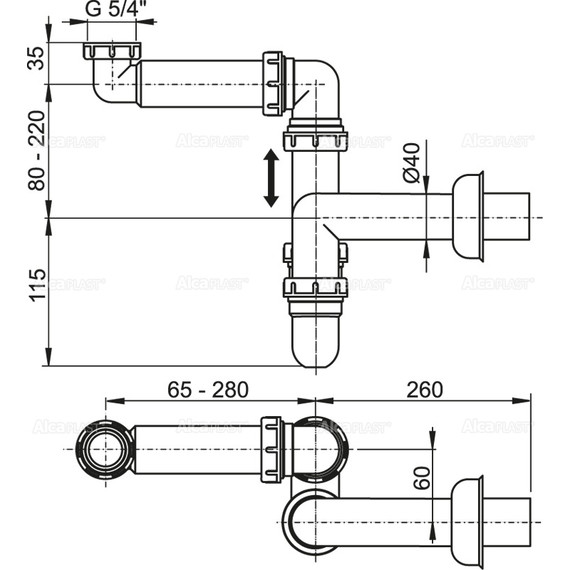 Сифон для умывальника Alcadrain A434 (AG210521154) - 2 Сифон для умывальника Alcadrain A434 (AG210521154) фото 2