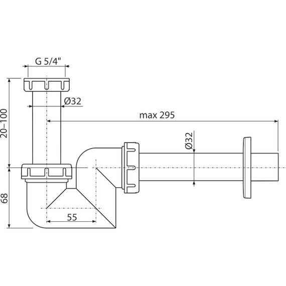 Сифон для умывальника и биде Alcadrain A45F DN32 (AG210902132) - 2 Сифон для умывальника и биде Alcadrain A45F DN32 (AG210902132) фото 2