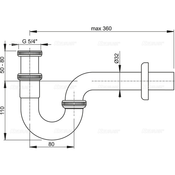 Сифон для биде AlcaPlast A45E DN32 фото 2