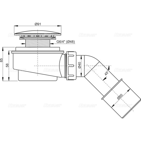 Сифон для душевого поддона Alcaplast A471CR DN60 фото 2