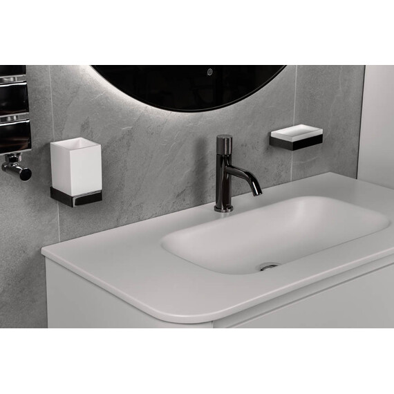Стакан для зубных щеток Boheme Qubic 10724-SGM, цвет графит глянец фото 3