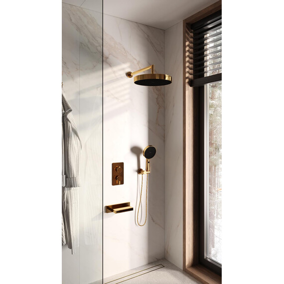 Душевая система для ванны с термостатом Boheme Cell 427-G+134-3-G+625/2-G (со скрытой частью) золото фото 