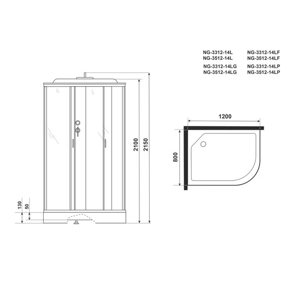 Душевая кабина Niagara Classic 120x80 см 33121423LF, хром/матовое (безсиликоновая сборка) фото 19