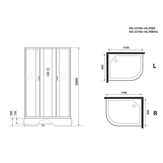 Душевая кабина Niagara Classic 110x90 см 331944LBK хром/матовое (безсиликоновая сборка) фото 15