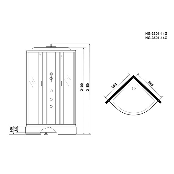 Душевая кабина Niagara Classic 90x90 см 35011434G, хром/тонированное (бессиликоновая сборка) фото 17
