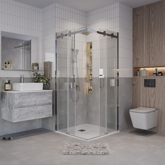 Душевое ограждение Grossman Classic 80х80 см 300.K33.04.8080.10.00 (стекло 8 мм) хром/прозрачное фото 5