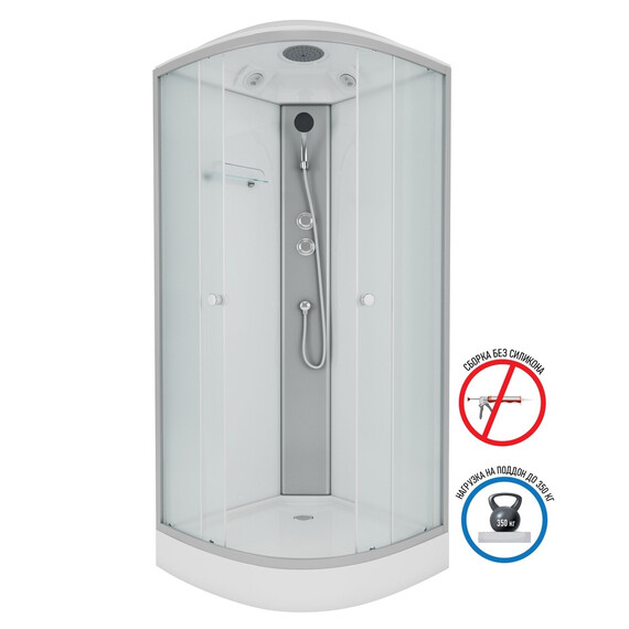 Душевая кабина Niagara Eco 100x100 см E100/13/MT, хром/матовое (безсиликоновая сборка) фото 