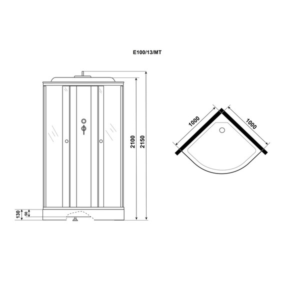 Душевая кабина Niagara Eco 100x100 см E100/13/MT, хром/матовое (безсиликоновая сборка) фото 9