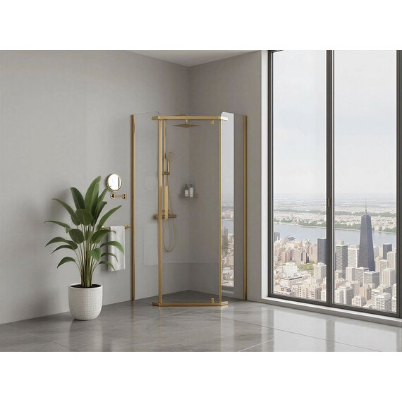 Душевое ограждение Loranto Sunway 90x90 см CS-816G-90, золото/прозрачное фото 