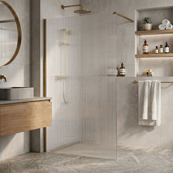 Душевая перегородка Loranto Walk-in 120 см CS-Z02G-120 (стекло 8 мм) золото/рифленое фото 2