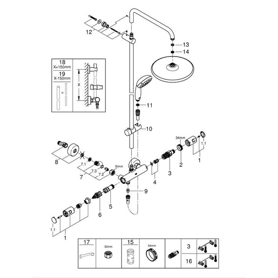 Душевая стойка с термостатом Grohe Vitalio Start System 250 26677000T фото 8