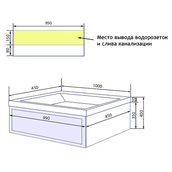 Тумба подвесная с раковиной Azario Беллони 100 см CS00098075 (раковина Астория 100) синяя фото 9