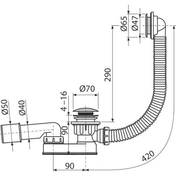 Сифон для душевого поддона AlcaPlast A506KM DN50 фото 2