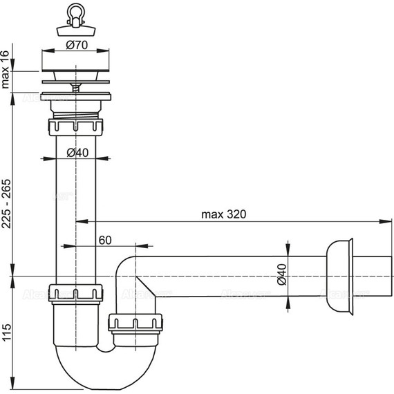 Сифон для мойки AlcaPlast A800 DN70 фото 2