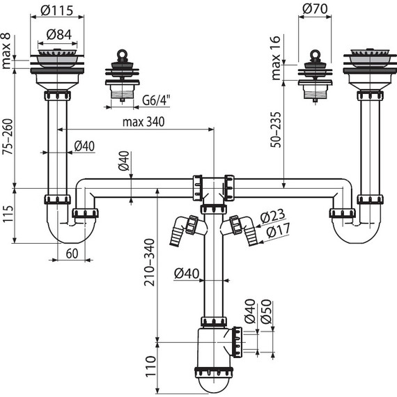 Универсальный комплект для мойки AlcaPlast A8000 фото 2