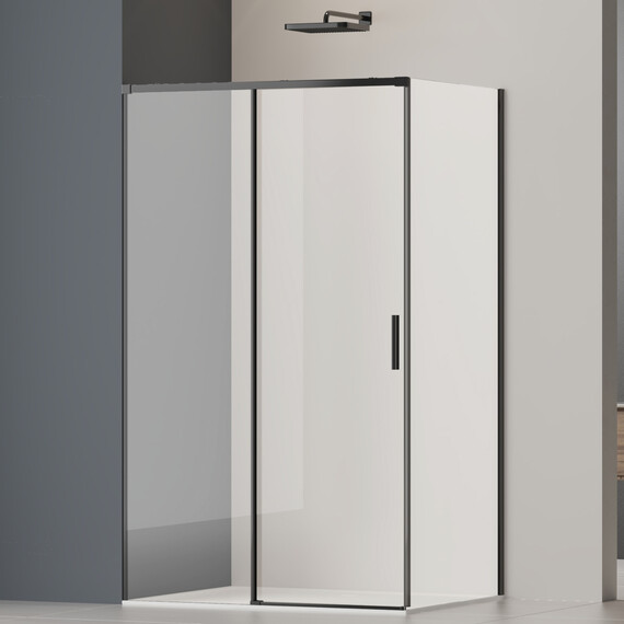 Душевое ограждение Vincea Софт 2 (Soft 2) 100x90 см VSR-3SO29010CLB, чёрный/прозрачное фото 