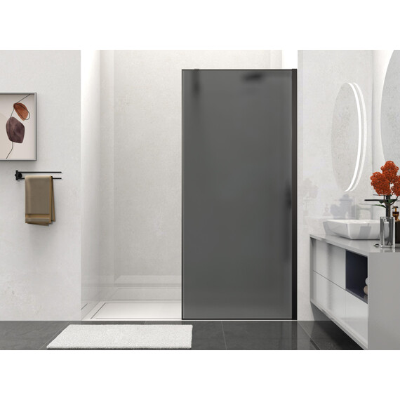 Душевая перегородка Vincea Волк-Ин (Walk-In) 100 см VSW-1HS100GFB (стекло 8 мм) с кронштейном в комплекте, чёрный матовый/тонированное фото 3