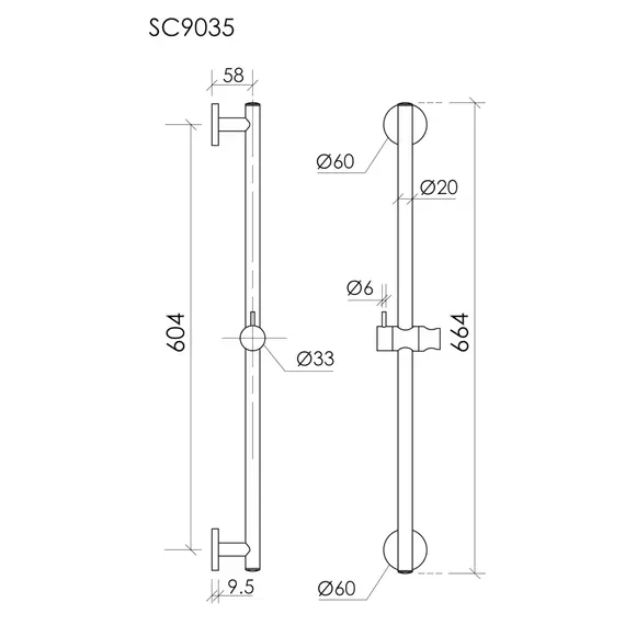 Душевая штанга Sancos 65 см SC9035BB, брашированная бронза фото 3