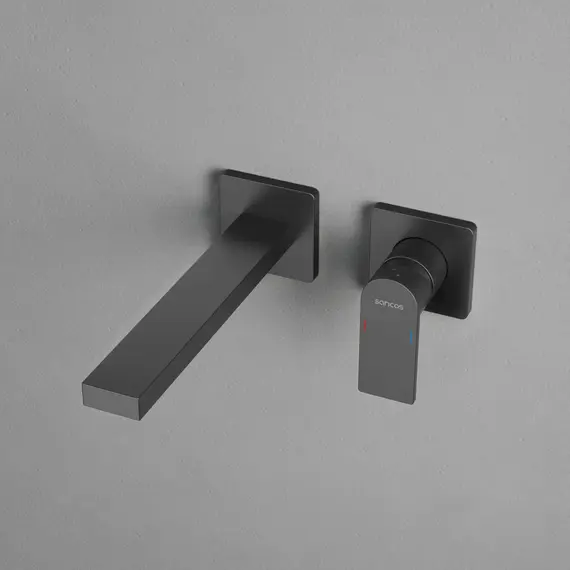 Смеситель для раковины настенный Sancos Студия (Studio) SC9039MB (со скрытой частью) чёрный матовый фото 5