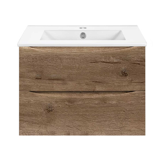 Тумба подвесная с раковиной Vincea Mia Slim 70 см VMC-2MC700S1VO (раковина VBS-13970S1) винтажный дуб фото 3