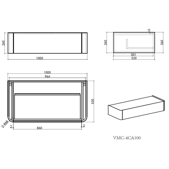 Тумба подвесная с раковиной Vincea Caprice 100 см VMC-4CA100MLG (раковина VCB-4CA100MWLG) светло-серый матовый фото 12
