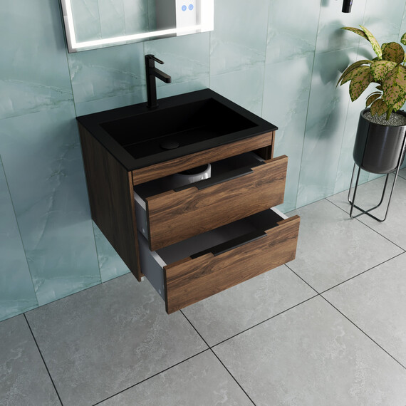 Тумба подвесная с раковиной Vincea Кьяра 2D (Chiara 2D) 60 см VMC-2C2600CO (раковина VCB-13600B) дуб чарльстон фото 6