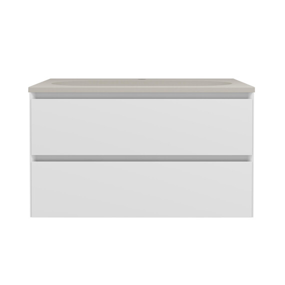Тумба подвесная с раковиной Vincea Люка Софт-Тач (Luka Soft-Touch) 80 см VMC-2L800MW (раковина VCB-4H800J) матовый белый фото 4