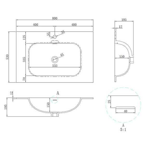 Тумба подвесная с раковиной Vincea Элис (Elise) 80 см VMC-4EL800MG (раковина VCB-4EL800MW) серый матовый фото 10