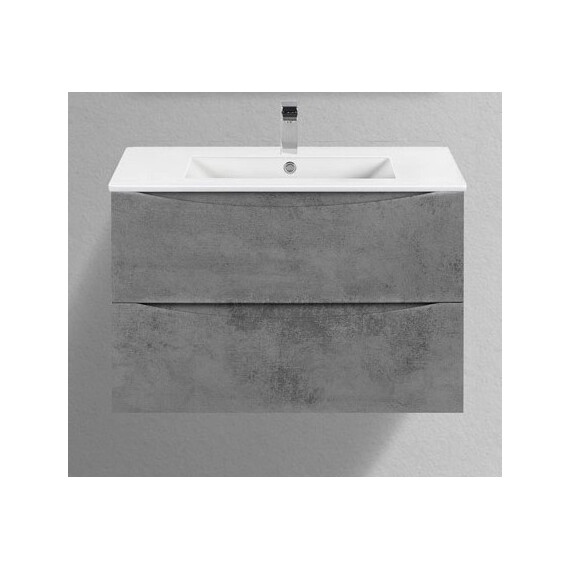 Тумба подвесная с раковиной-столешницей Vincea Mia Slim 80 см VMC-2MC800S1BT (раковина VBS-13980S1) бетон фото 