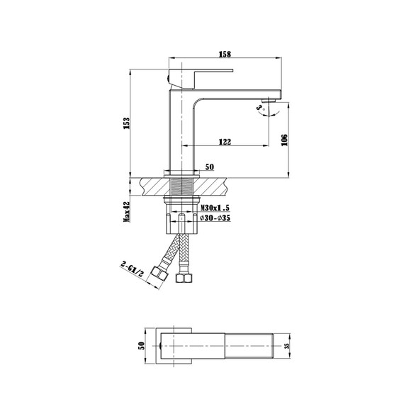 Смеситель для раковины Vincea Куб (Cube) VBF-1C01BC, брашированная медь фото 3