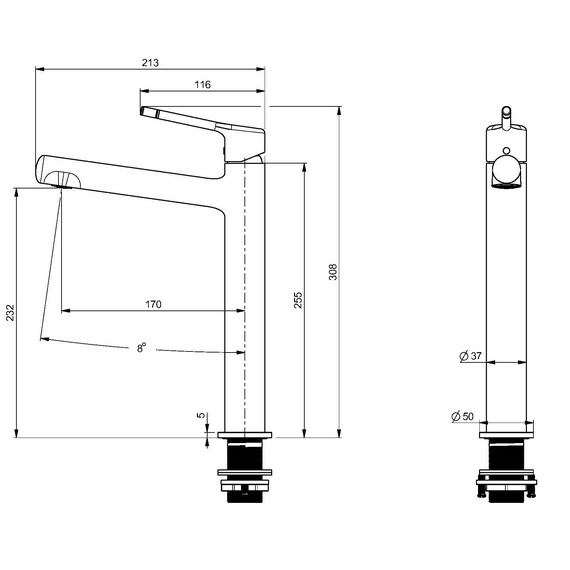Смеситель для раковины высокий Vincea Феерие (Feerie) VBF-5FE2MB, чёрный фото 3