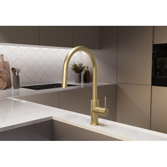 Смеситель для кухни Vincea Сити (City) VKF-2C1BG, брашированное золото фото 2