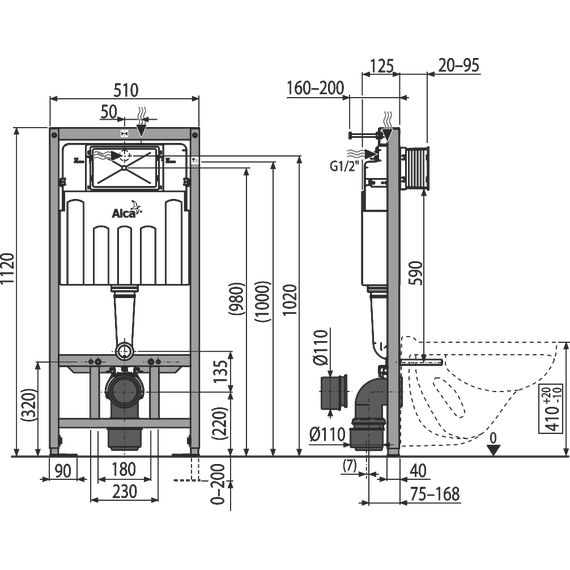 Инсталляция для подвесного унитаза Alcaplast AM101/1120-3:1 RU M71-0001 фото 4