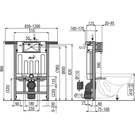Инсталляция для подвесного унитаза Alcaplast AM102/850 Jadroмodul фото 3